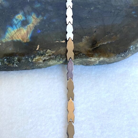 VTG Sterling Silver 925 Turkish 1/10 10K Gold Tri Tone X Link Bracelet 7.5" - Picture 15 of 16